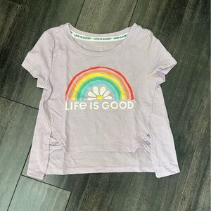 Life Is Good Kids' Lavender Rainbow Tee
